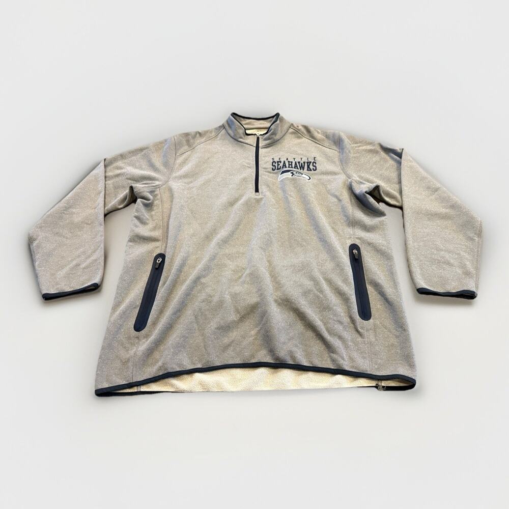 Hands High Mens Gray 1/4 Zip NFL Seattle Seahawks Zip Pockets Sweatshirt XXL 2XL